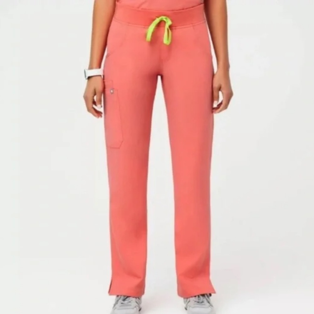 Never worn, figs kade cargo pants. LIMITED color- hot coral